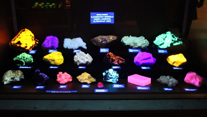 Minerals that glow under invisible ultraviolet light