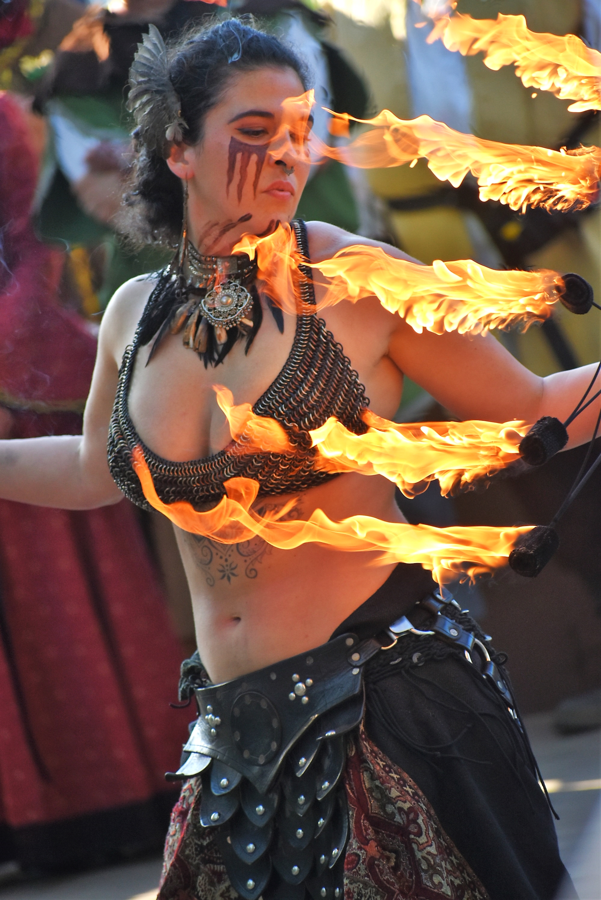 woman dancing with fire